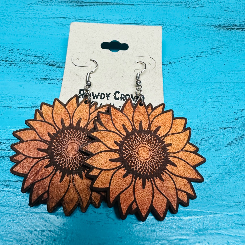 Sedona Sunflower Leather Earrings